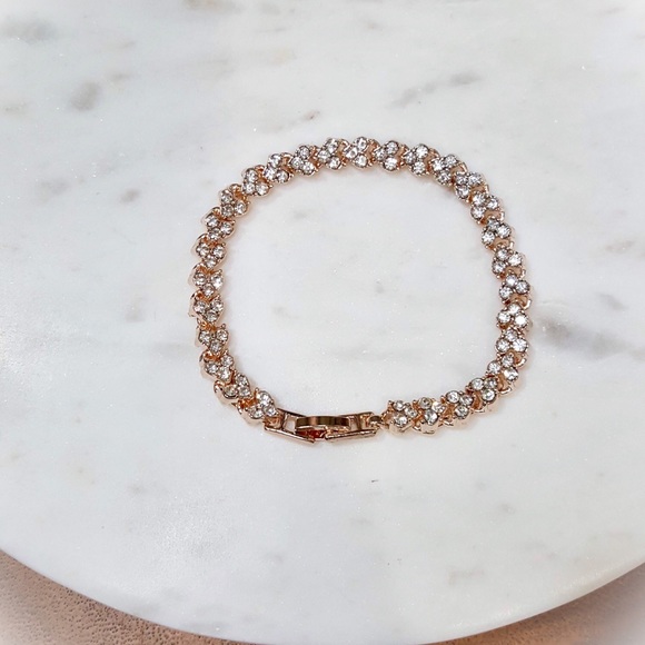 Rose Gold Cubic Zirconia Tennis Bracelet - Picture 2 of 8